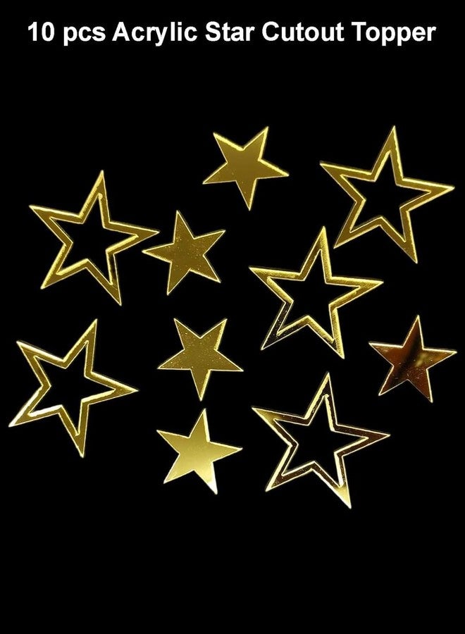 53 Arts 10 Pcs Acrylic Star Cutout Topper - Gold Star Cake Topper for Birthday, Wedding, Baby Shower, Party Decorations - 3.5-inch Durable Acrylic Stars for Crafts & DIY Projects - Image 2